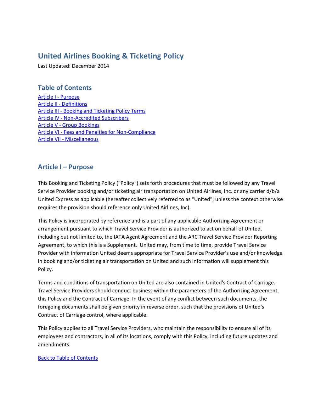 United Airlines Booking & Ticketing Policy