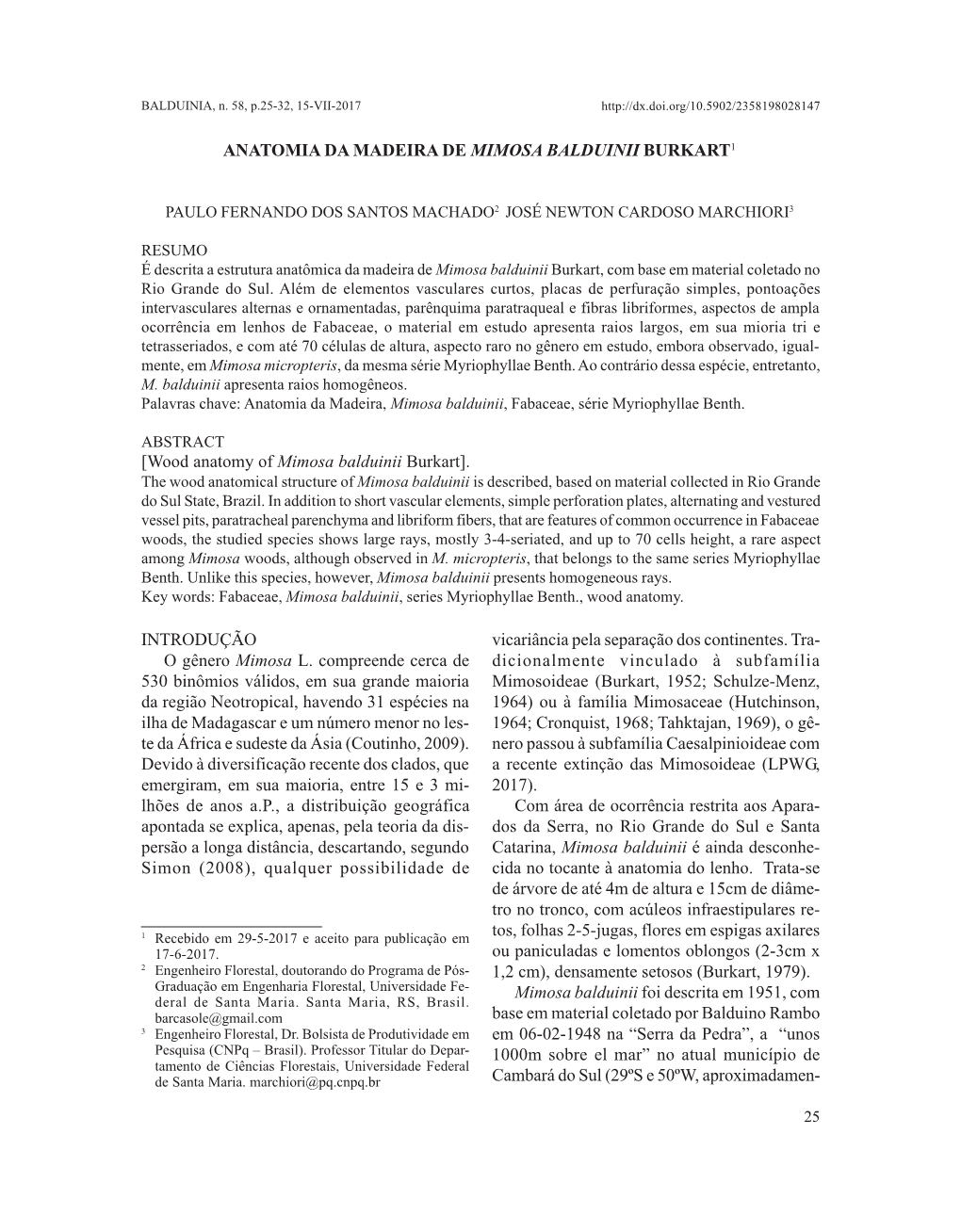 INTRODUÇÃO O Gênero Mimosa L. Compreende Cerca De 530