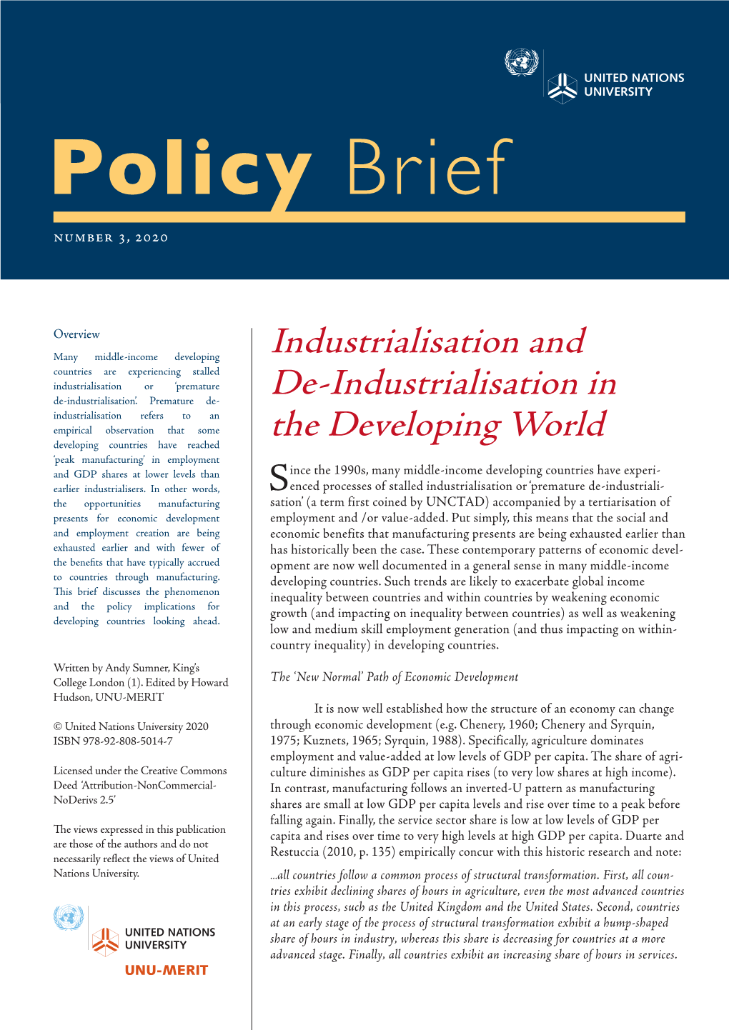 Industrialisation and De-Industrialisation in the Developing World 3