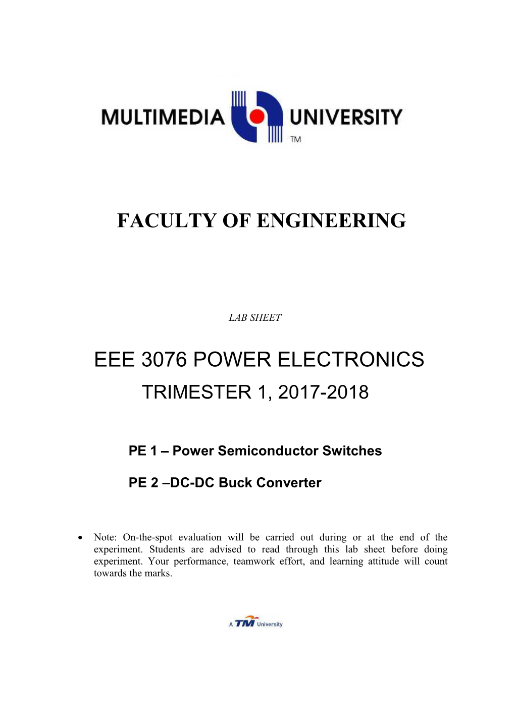 EEE3076 Power Electronics: PE1 & PE2 2017/2018