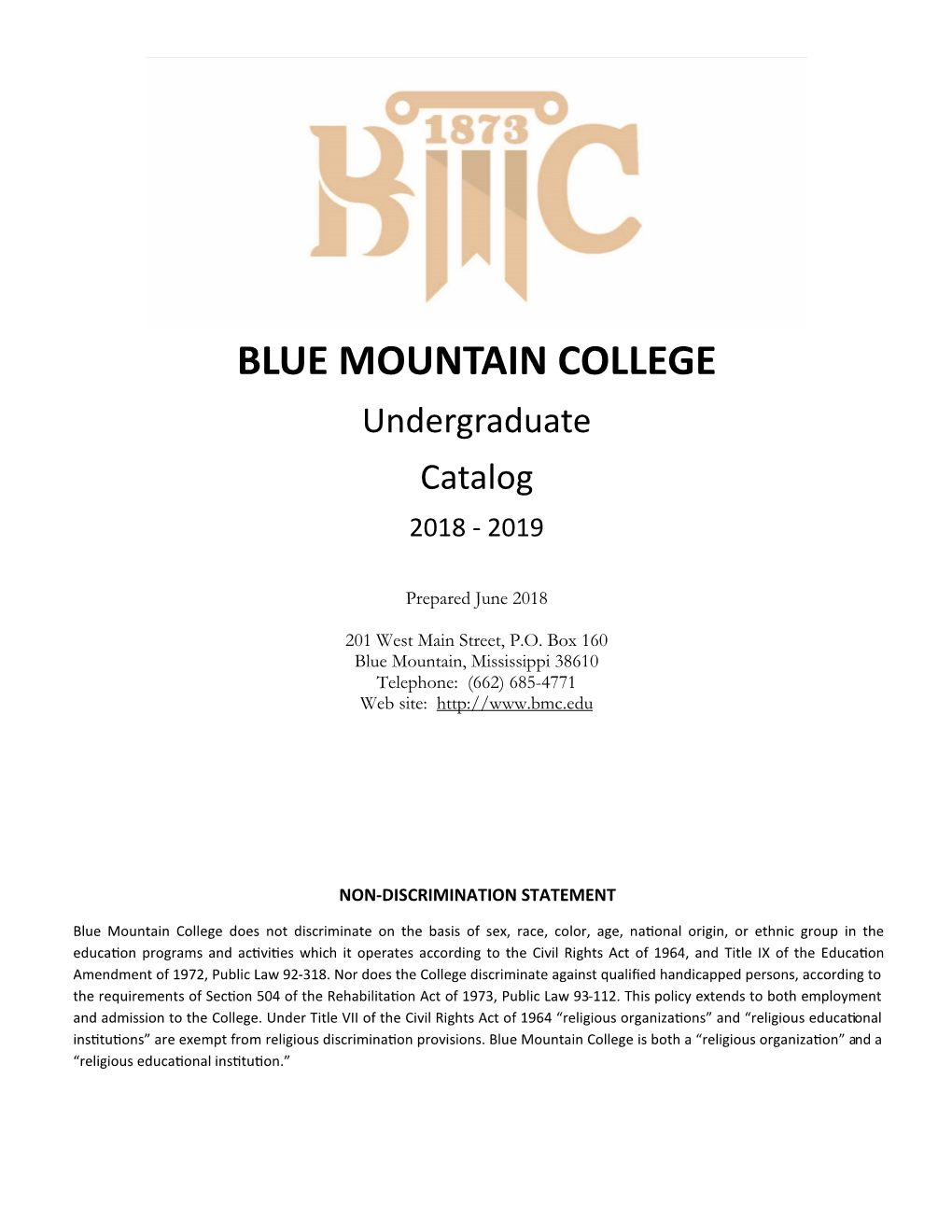 Undergraduate Catalog 2018 - 2019