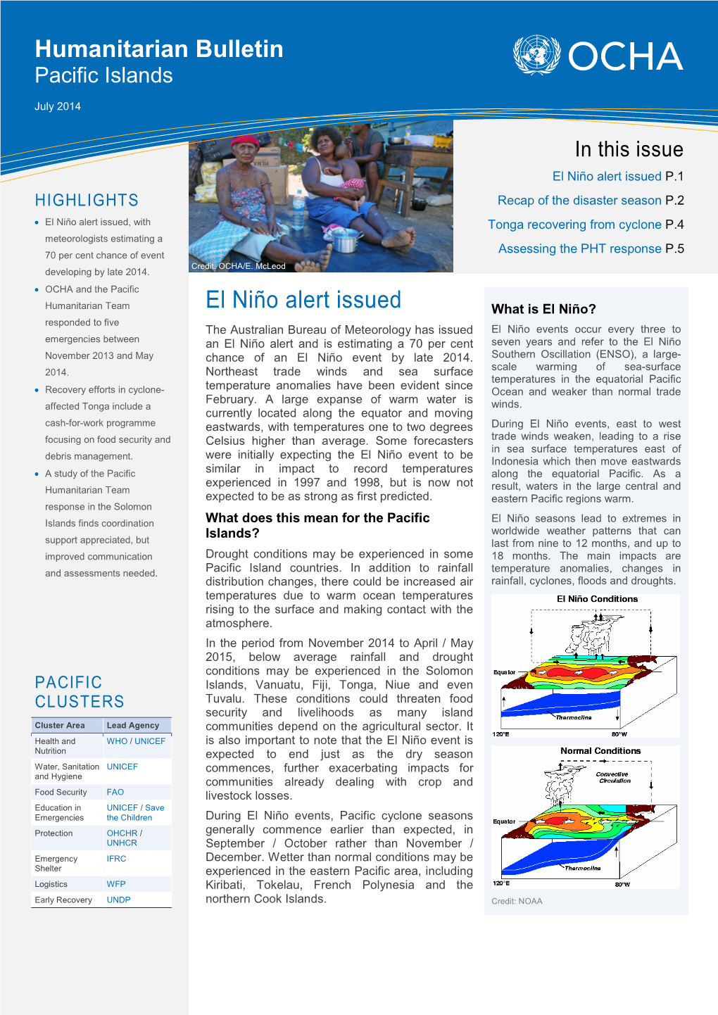 El Niño Alert Issued Humanitarian Bulletin