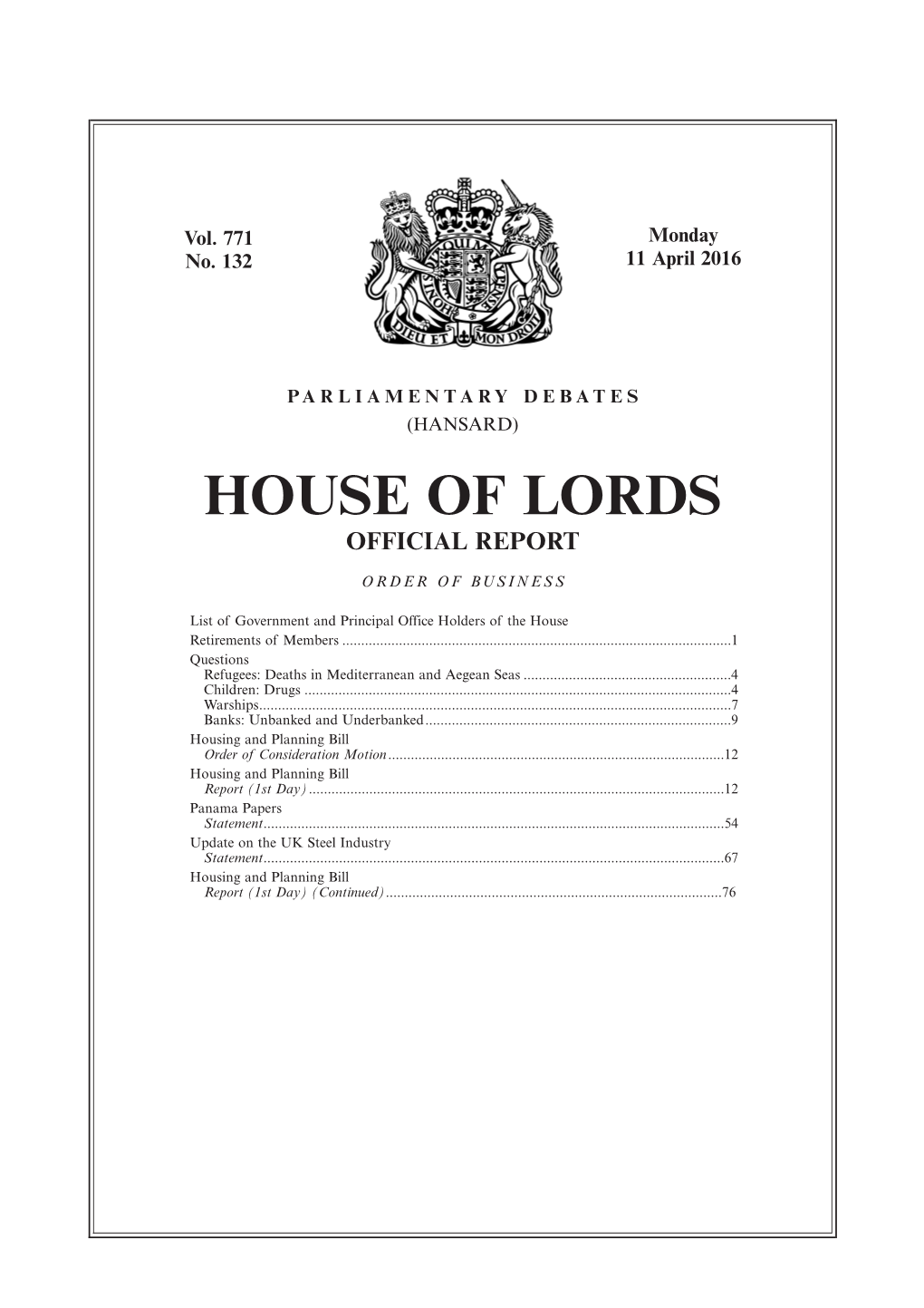 House of Lords Official Report