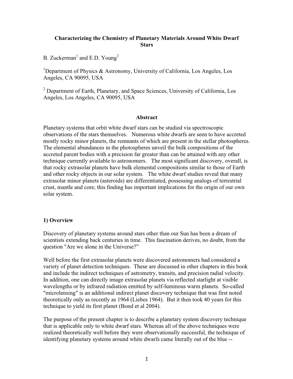 1 Characterizing the Chemistry of Planetary Materials Around White