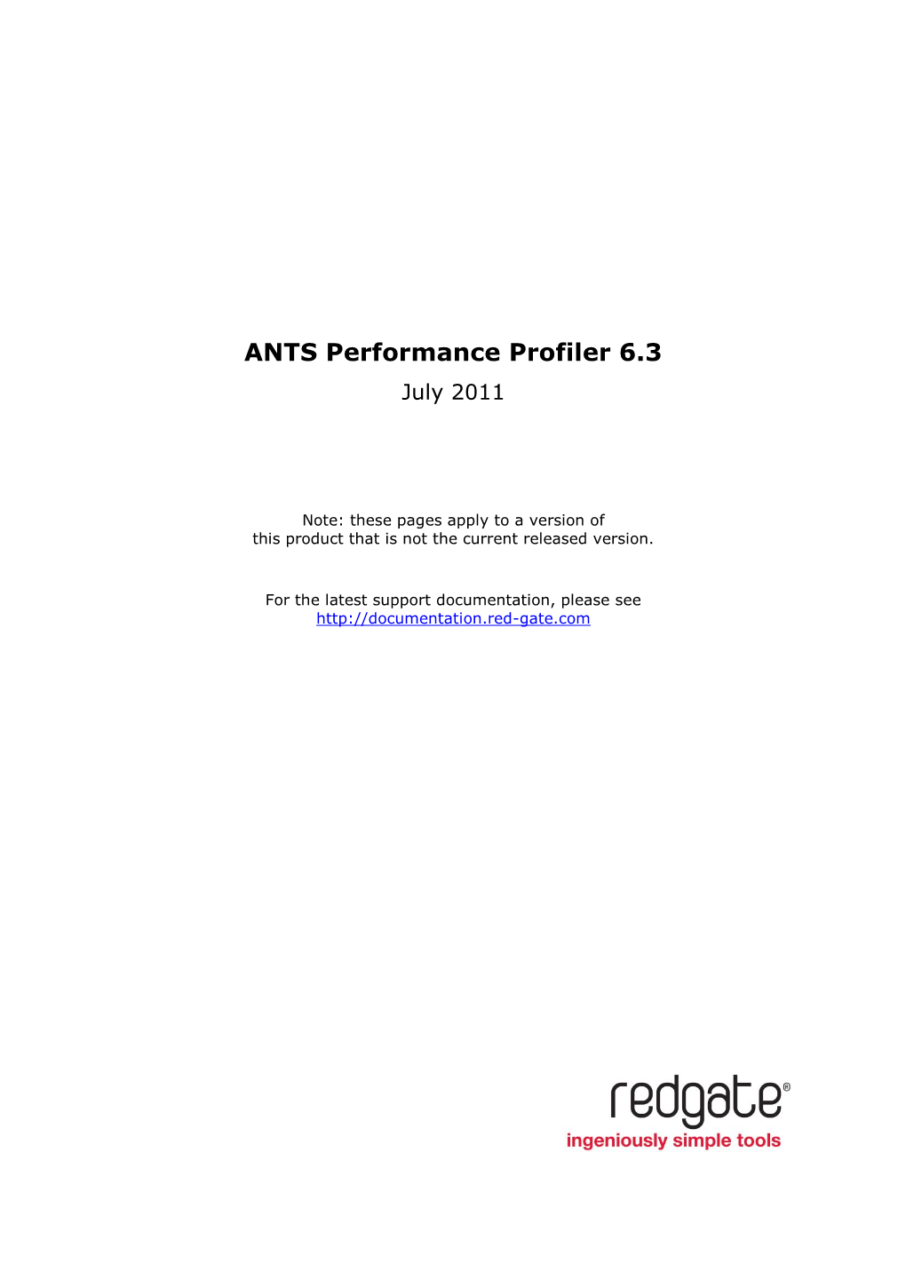 ANTS Performance Profiler 6.3 July 2011