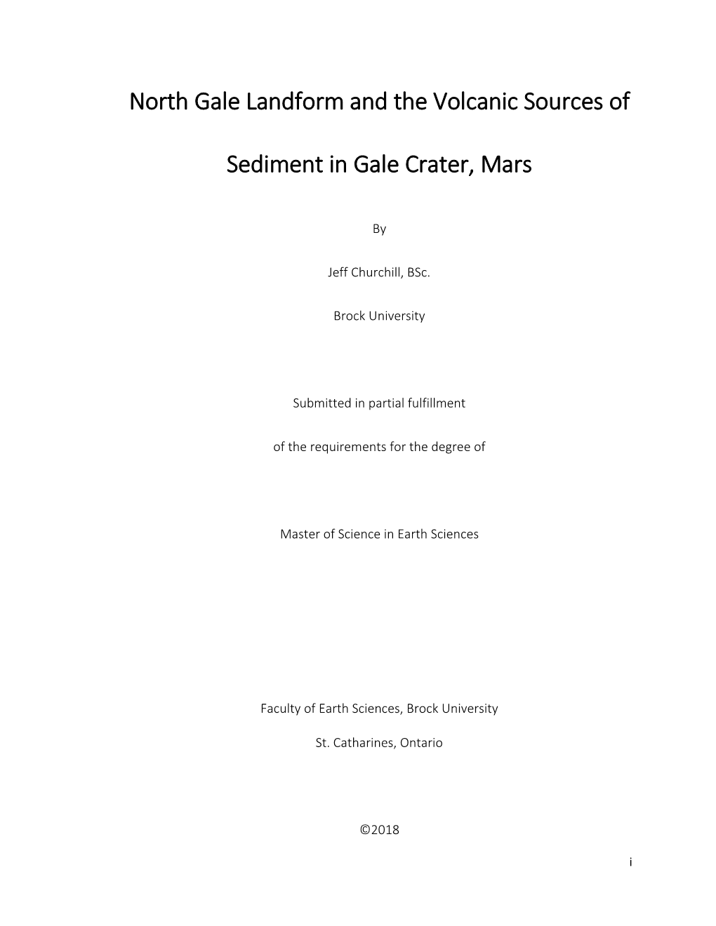 North Gale Landform and the Volcanic Sources of Sediment in Gale