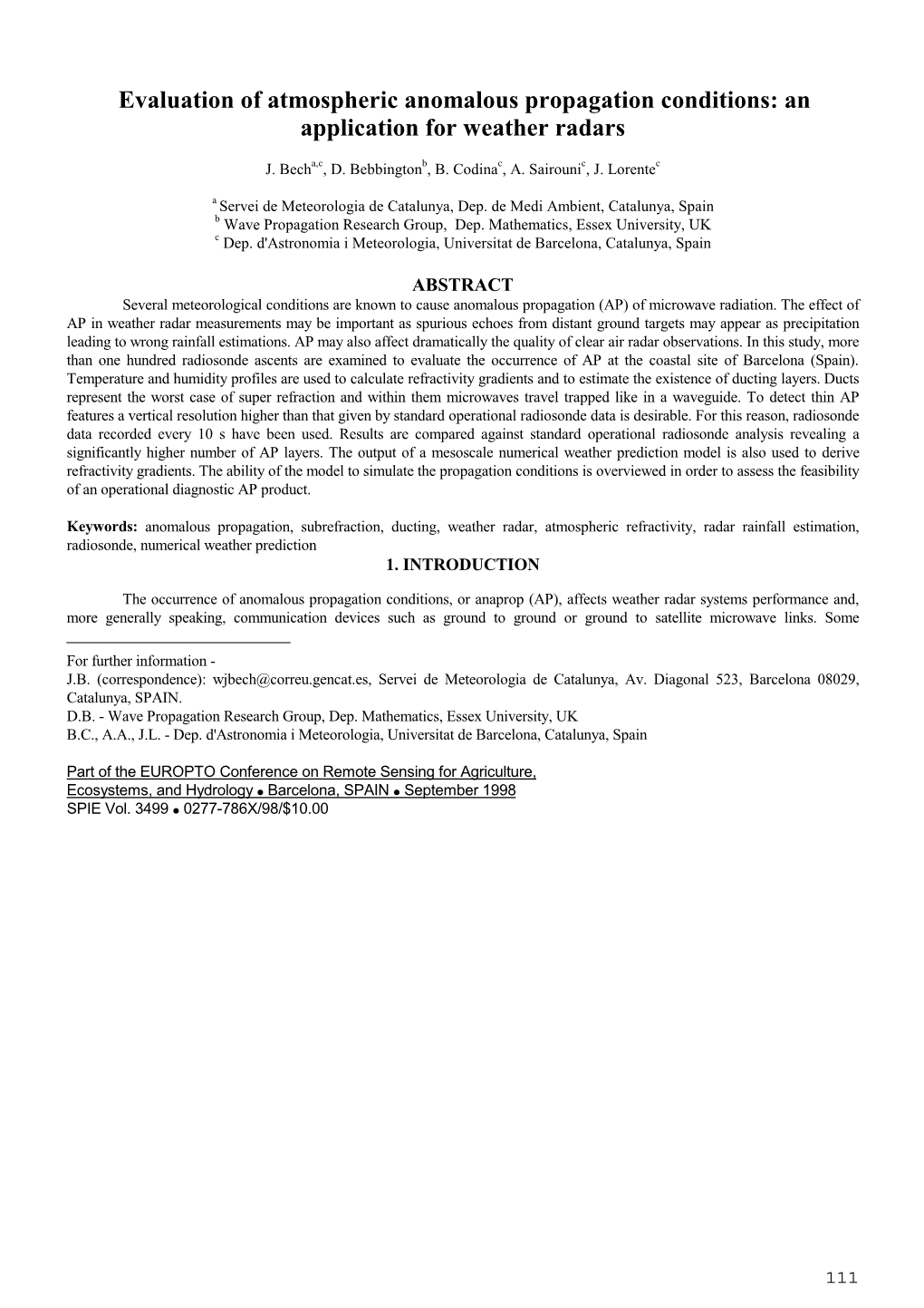 Evaluation of Atmospheric Anomalous Propagation Conditions: an Application for Weather Radars