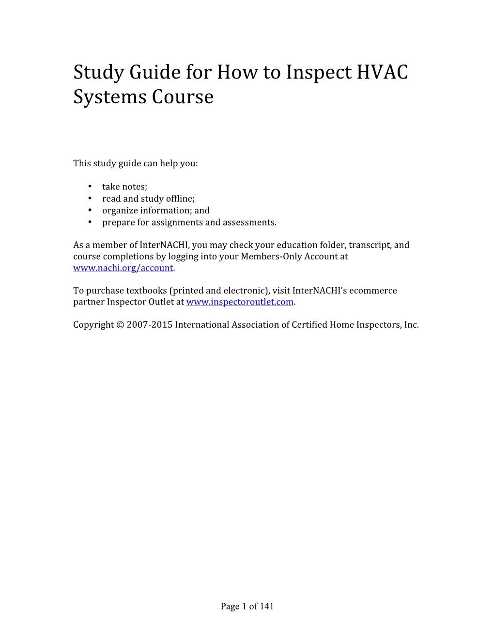 Study Guide for How to Inspect HVAC Systems Course