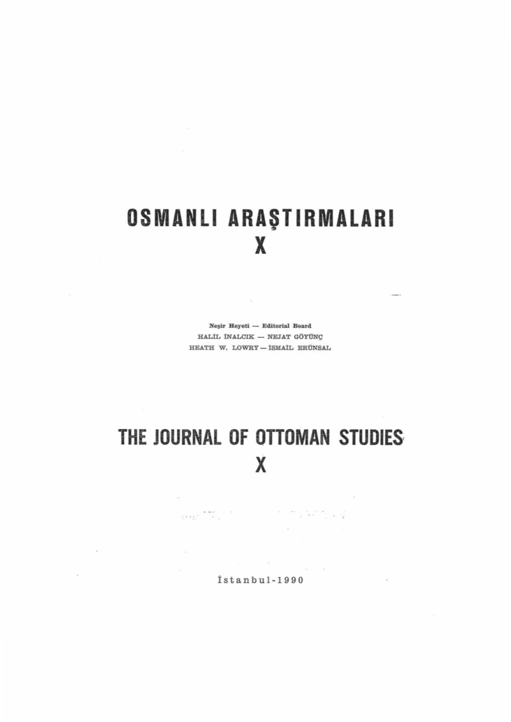 The Journal of Ottoman Studies, X
