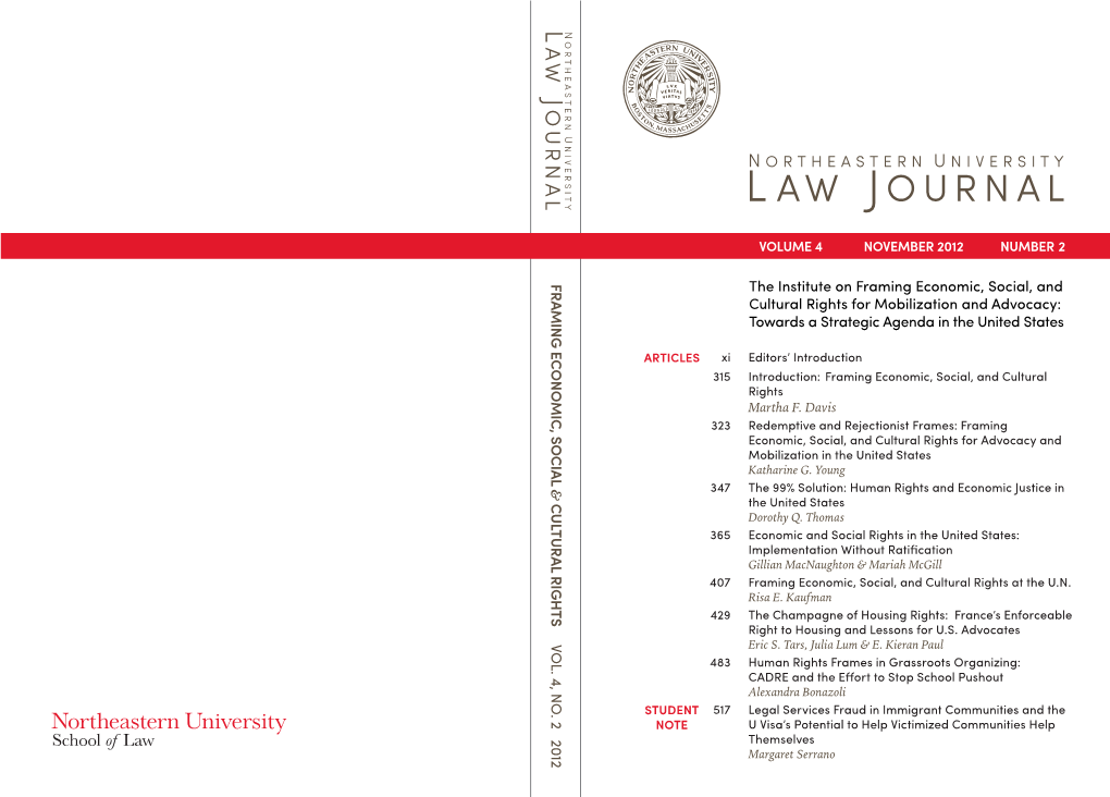 Northeastern University Law Journal, Vol. 4, No. 2, Nov. 2012