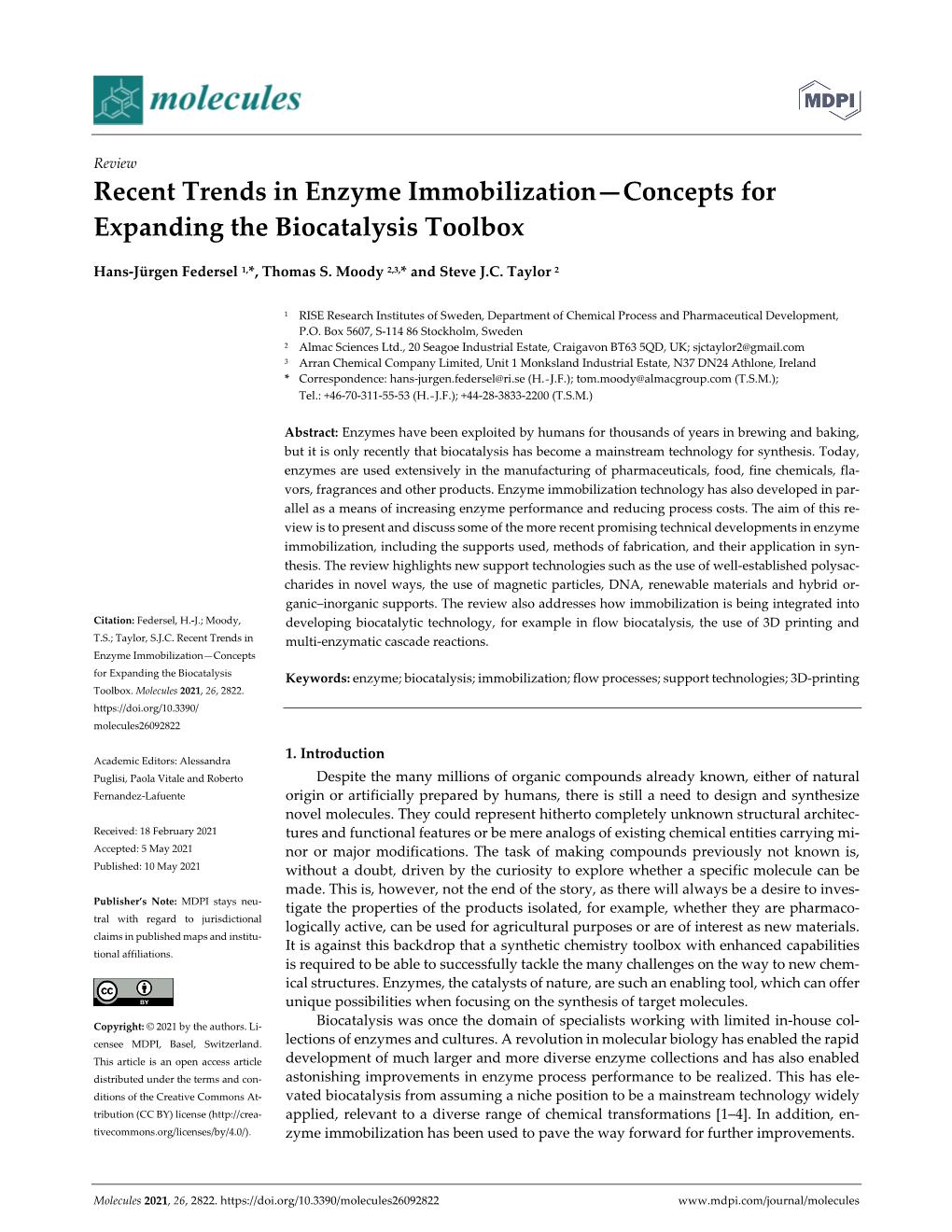 Recent Trends in Enzyme Immobilization—Concepts for Expanding the Biocatalysis Toolbox