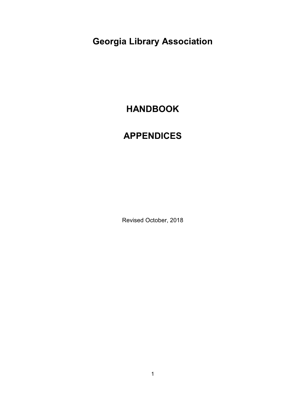 Georgia Library Association HANDBOOK APPENDICES