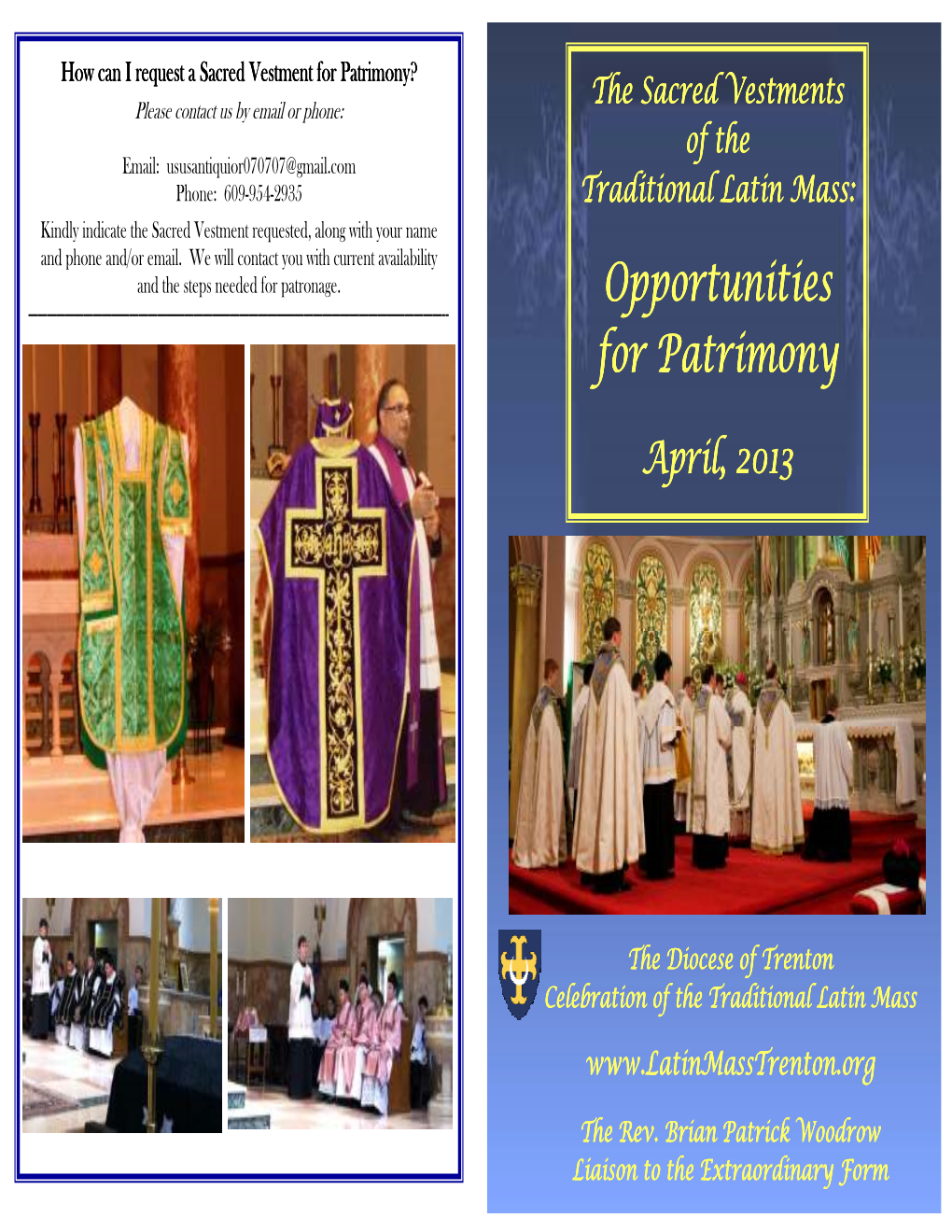 Patrimony of Sacred Vestments Brochure