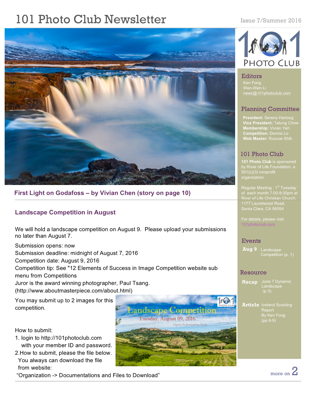 101 Photo Club Newsletter Issue 7/Summer 2016