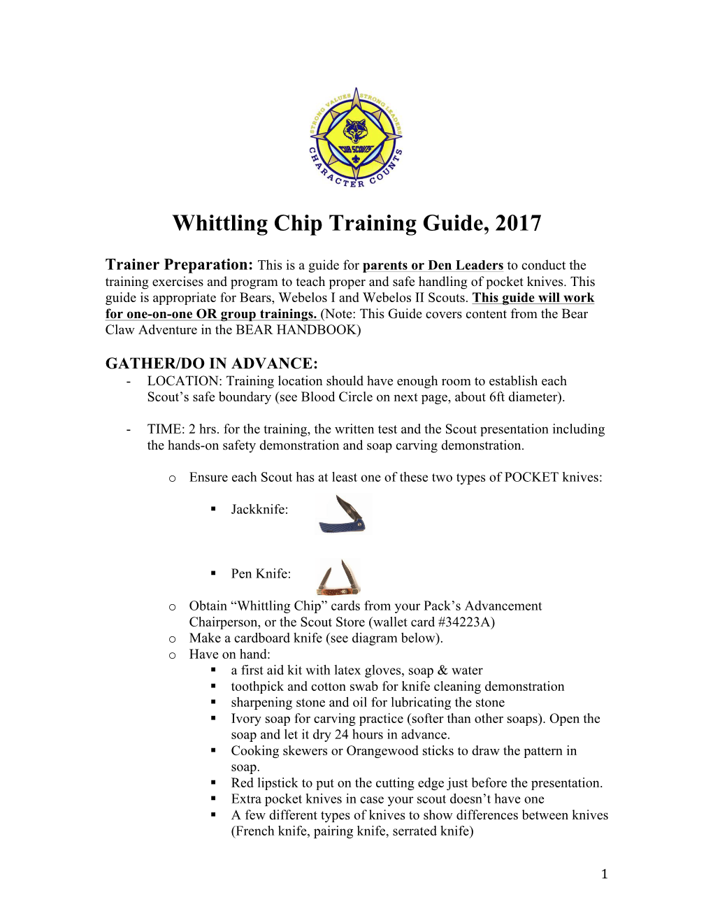 Whittling Chip Training Guide, 2017