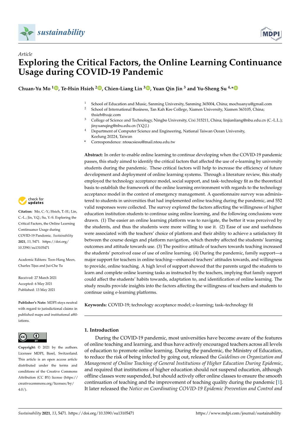 Exploring the Critical Factors, the Online Learning Continuance Usage During COVID-19 Pandemic