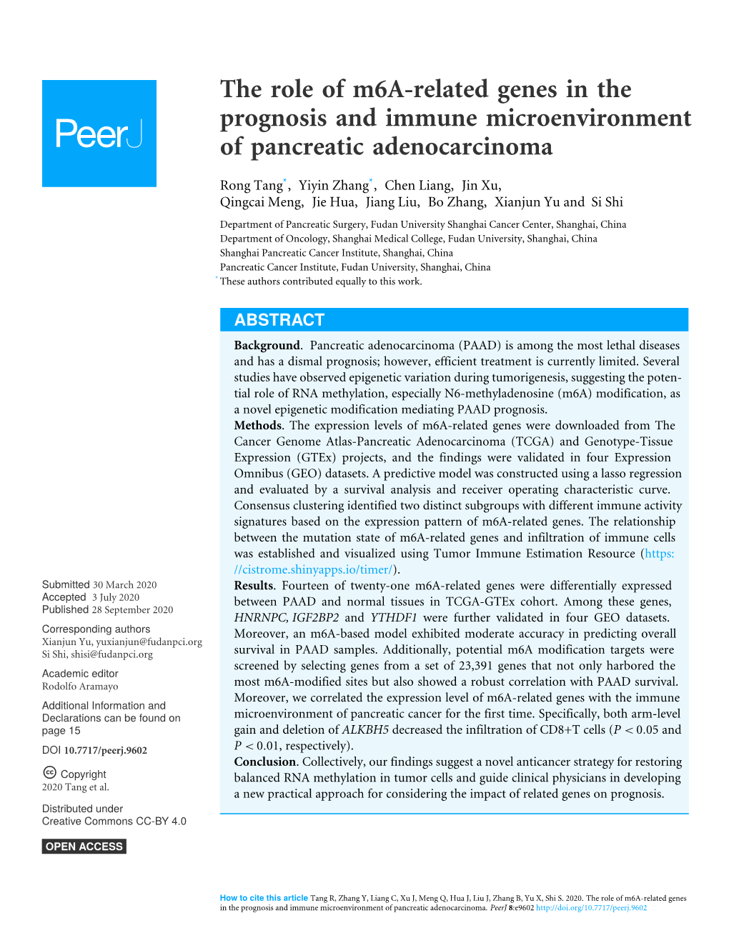 The Role of M6a-Related Genes in the Prognosis and Immune Microenvironment of Pancreatic Adenocarcinoma