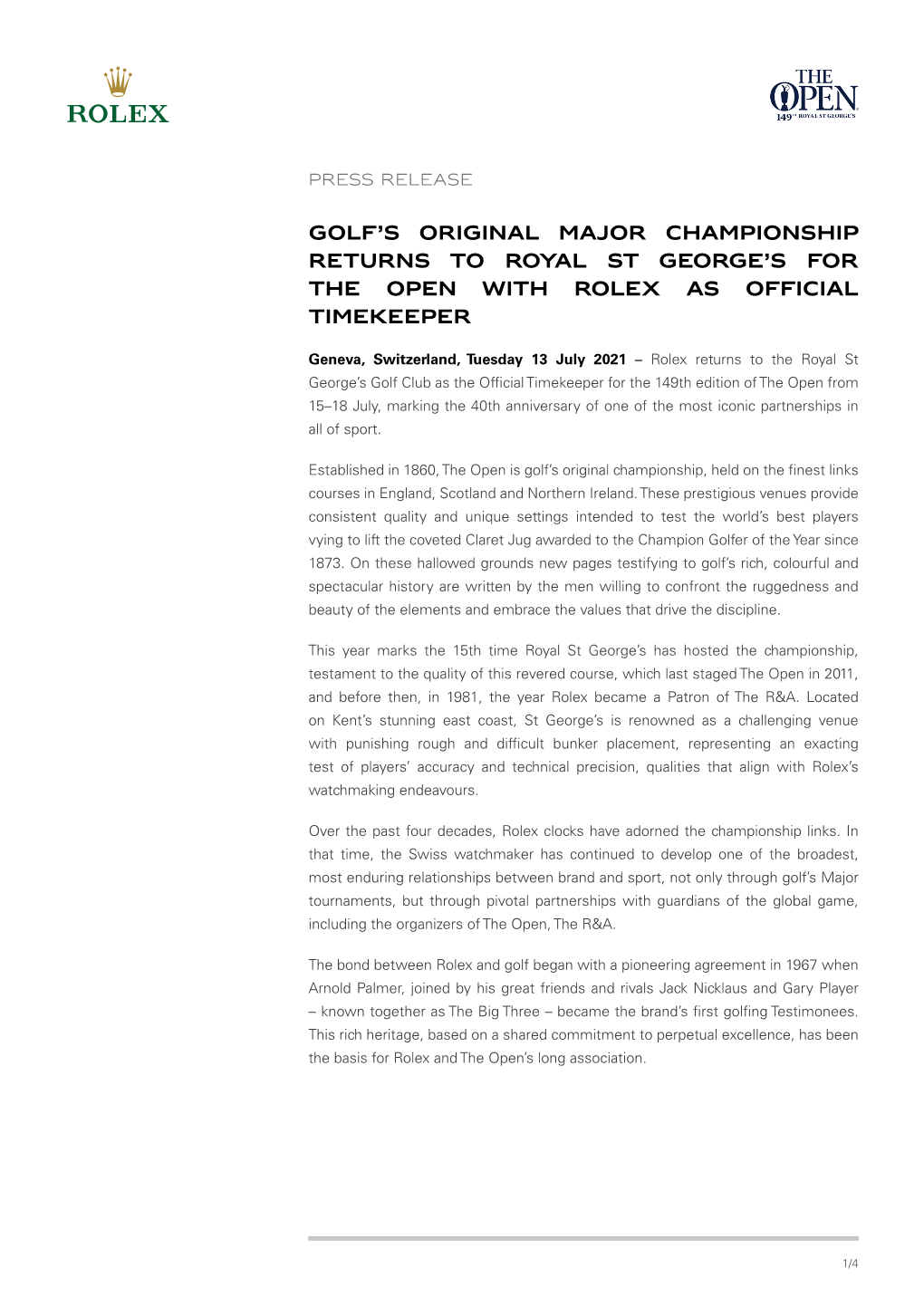 Golf's Original Major Championship Returns To