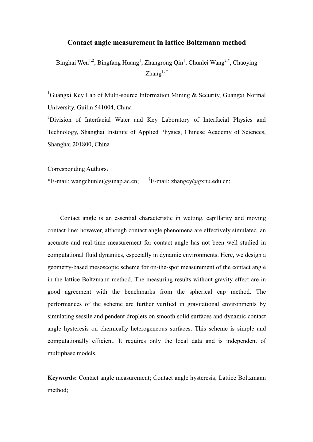 Contact Angle Measurement in Lattice Boltzmann Method