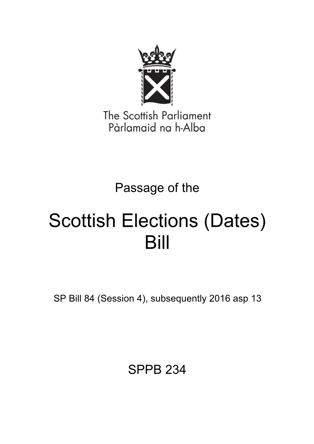Scottish Elections (Dates) Bill