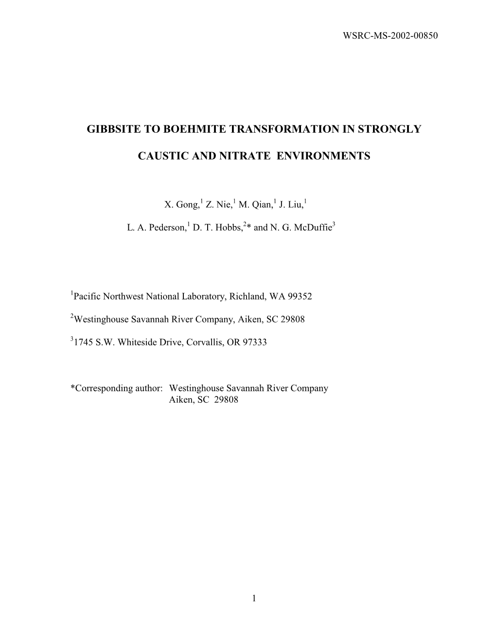 Gibbsite to Boehmite Transformation in Strongly