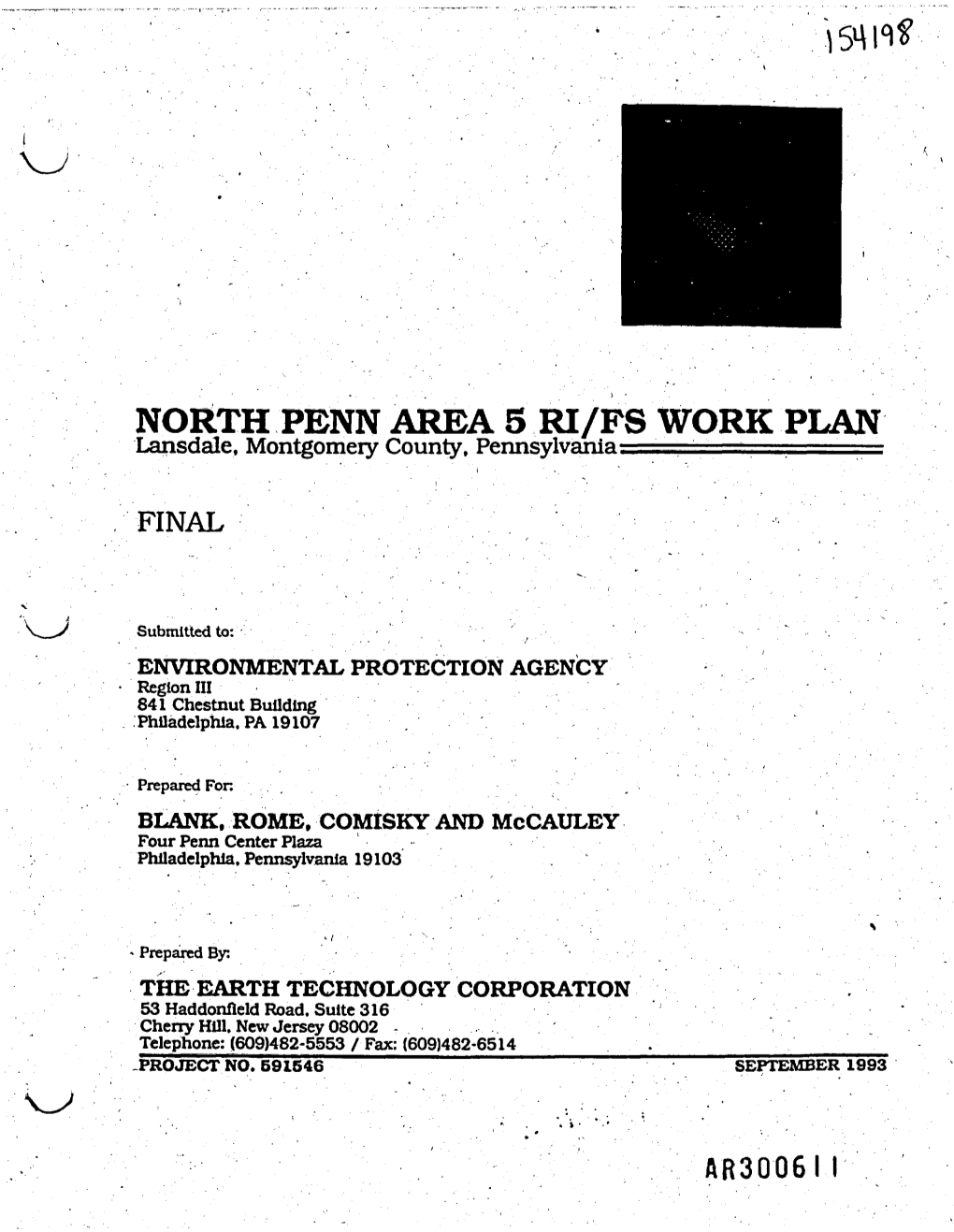 NORTH PENN AREA 5 RI/FS WORK PLAN Lansdale, Montgomery County