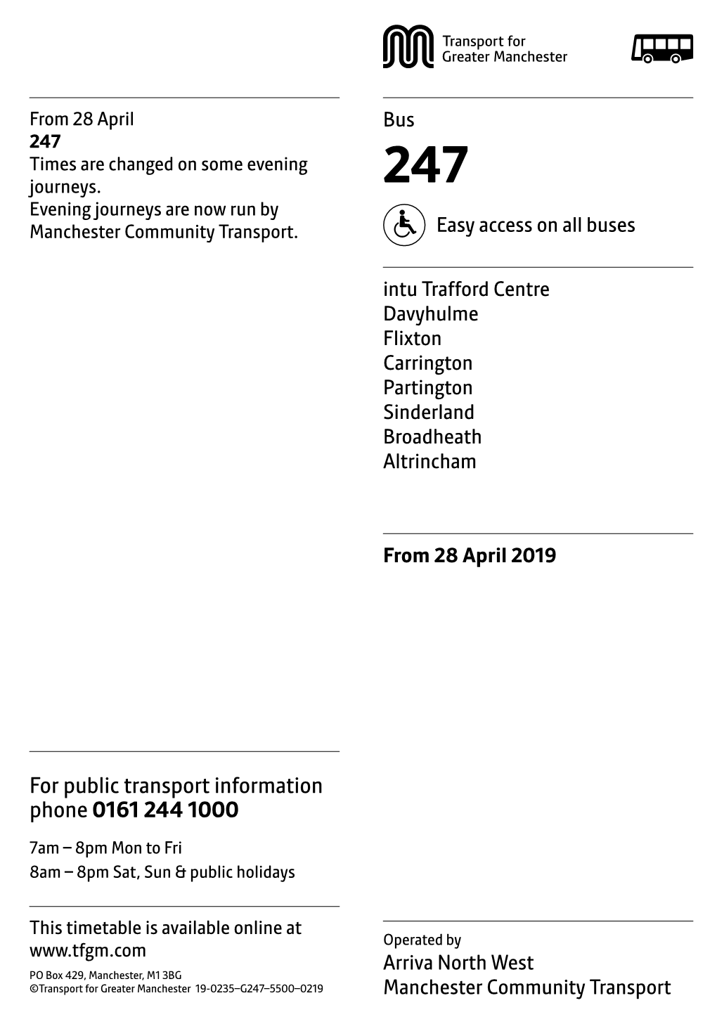 247 Times Are Changed on Some Evening Journeys