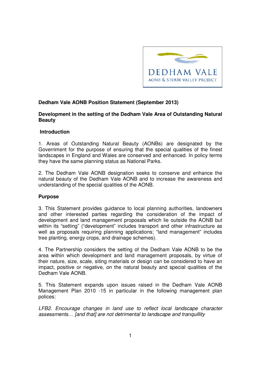 1 Dedham Vale AONB Position Statement