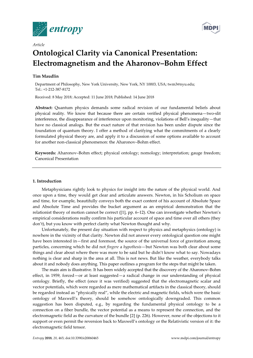 Ontological Clarity Via Canonical Presentation: Electromagnetism and the Aharonov–Bohm Effect