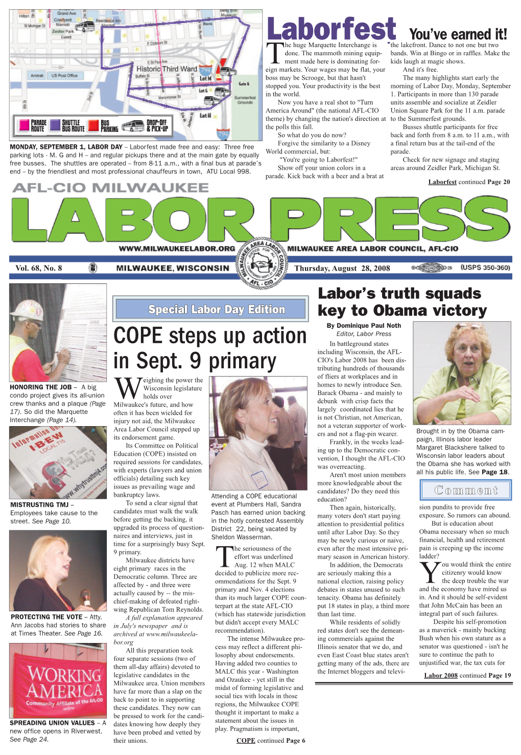 COPE Steps up Action in Sept. 9 Primary