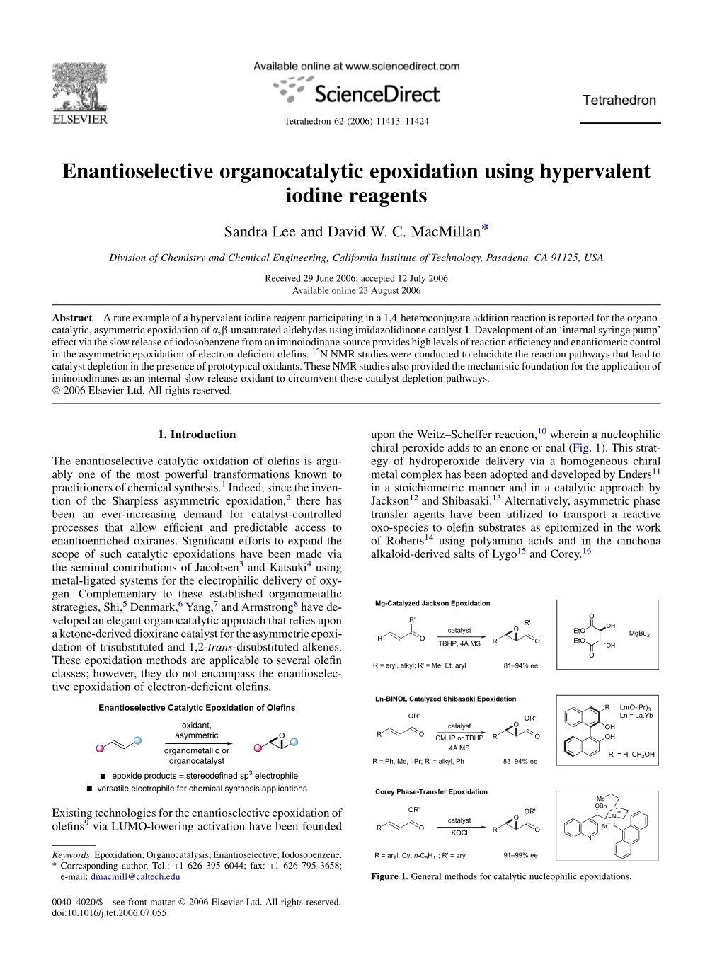 Enantioselective Organocatalytic Epoxidation Using Hypervalent Iodine Reagents