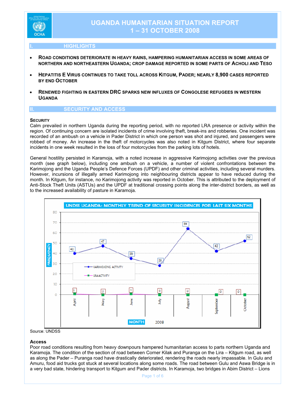 Uganda Humanitarian Situation Report 1