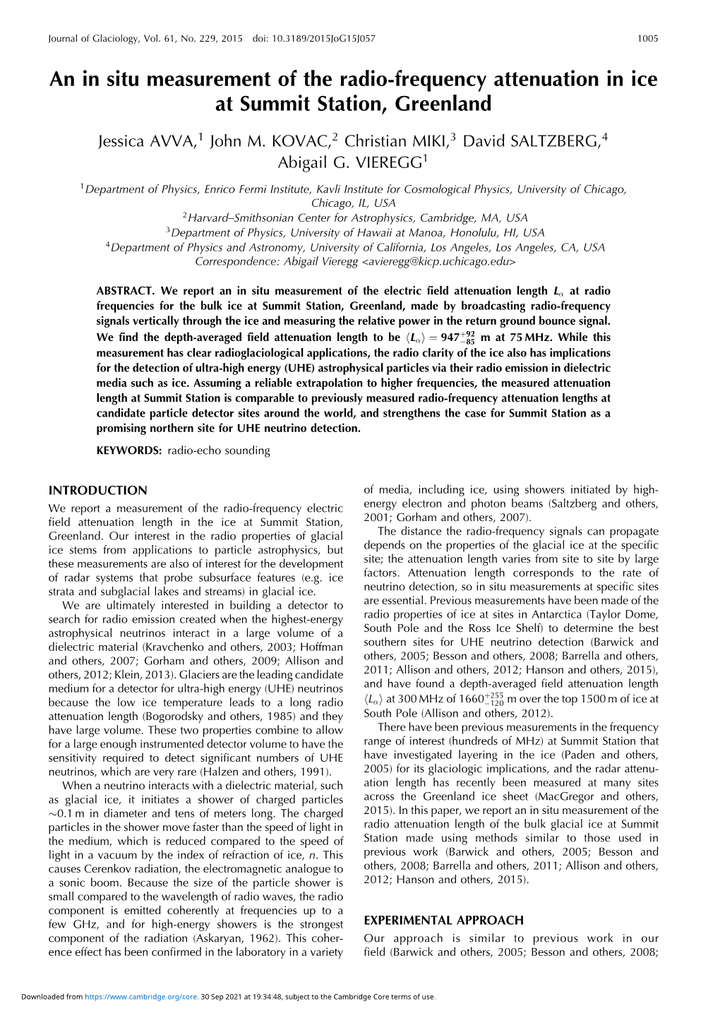 An in Situ Measurement of the Radio-Frequency Attenuation in Ice at Summit Station, Greenland