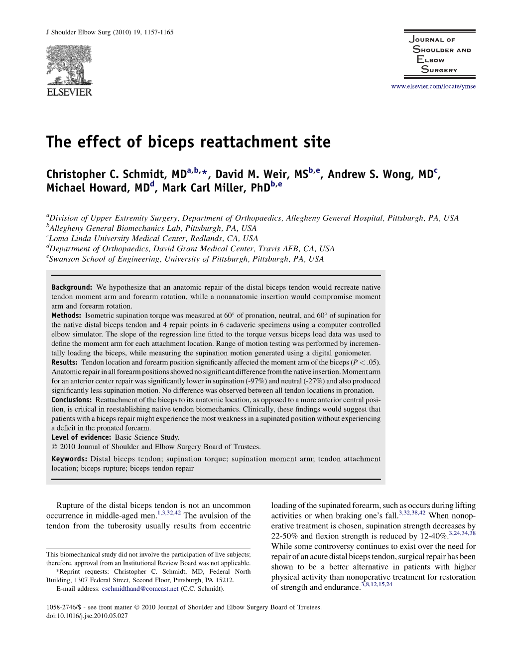 The Effect of Biceps Reattachment Site