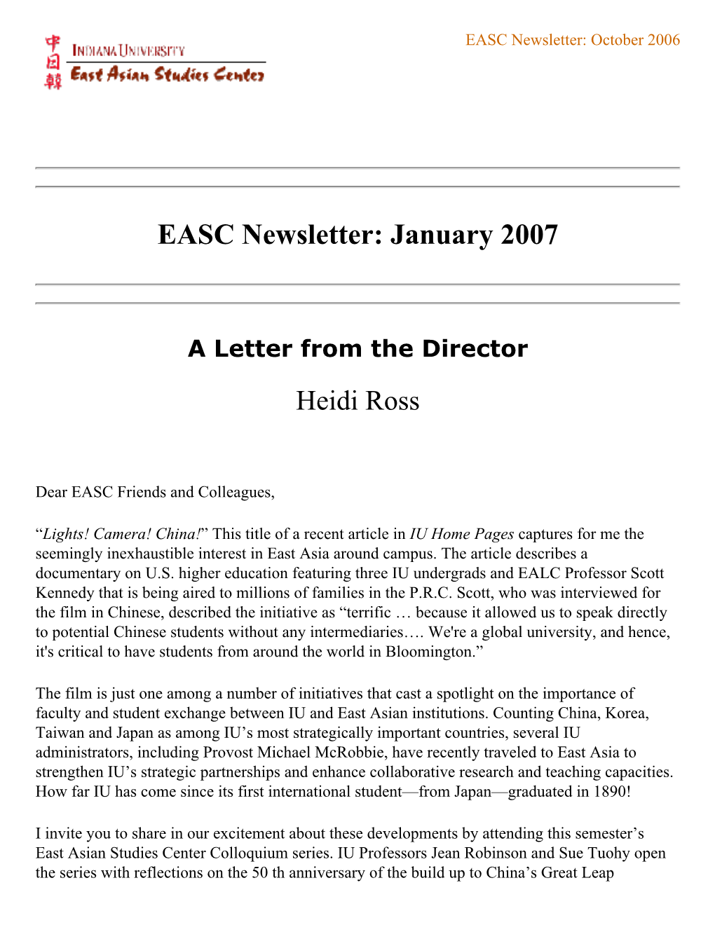 EASC Newsletter: Print-Ready Version