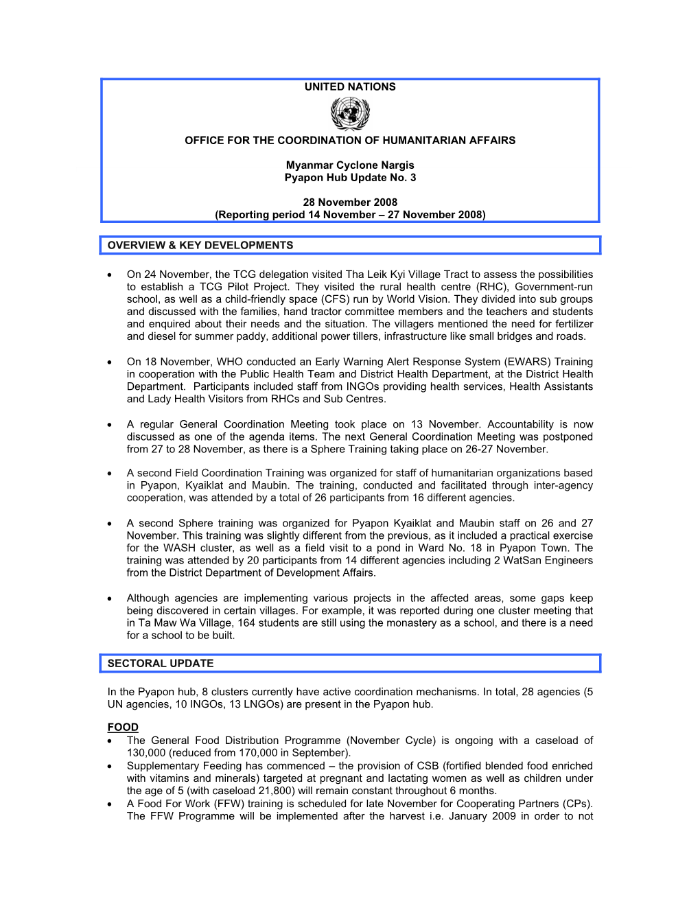 United Nations Office for the Coordination Of