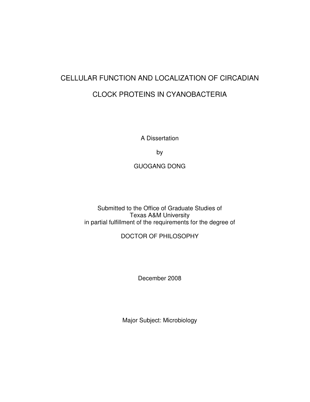 Cellular Function and Localization of Circadian Clock Proteins in Cyanobacteria