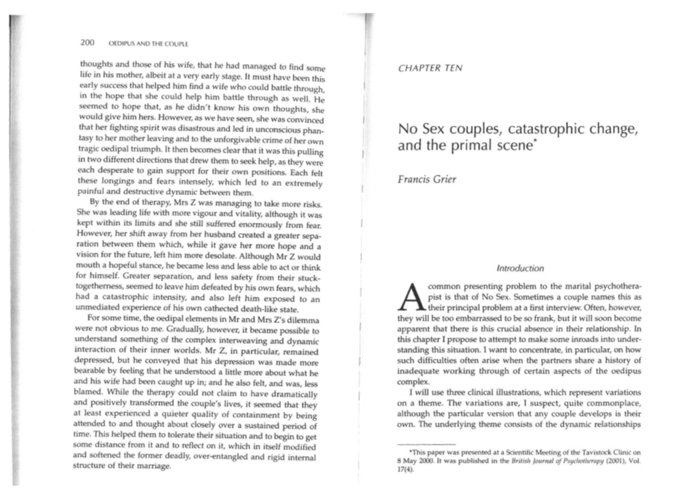 No Sex Couples, Catastrophic Change, and the Primal Scene·