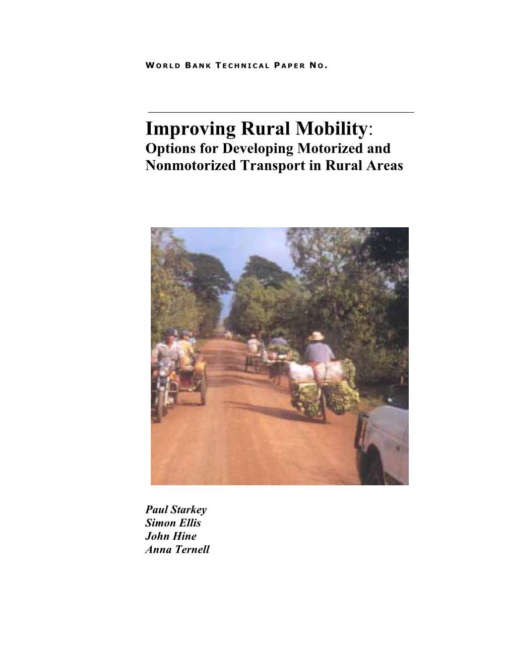 Improving Rural Mobility: Options for Developing Motorized and Nonmotorized Transport in Rural Areas