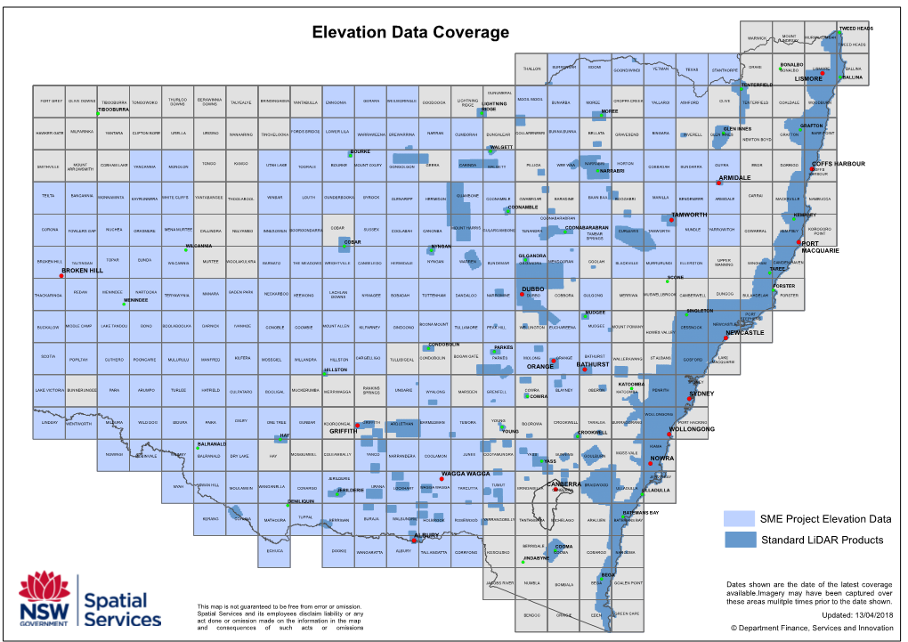 Elevation Data Coverage LINDESAY TWEED HEADS