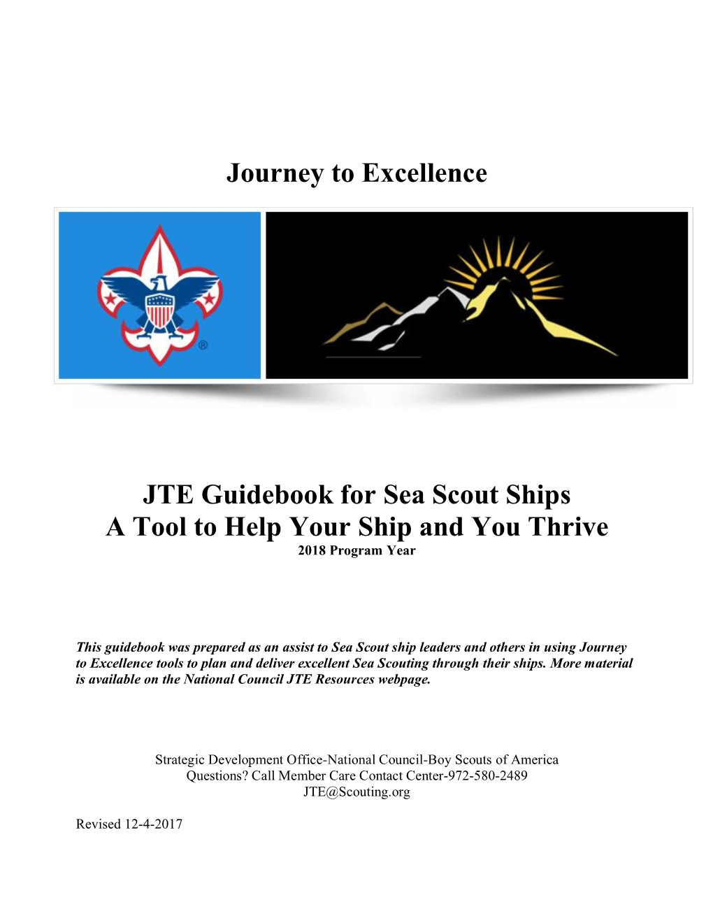 Journey to Excellence JTE Guidebook for Sea Scout Ships a Tool to Help