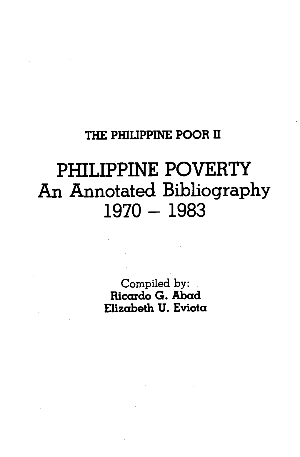 Philippine Poverty 1970