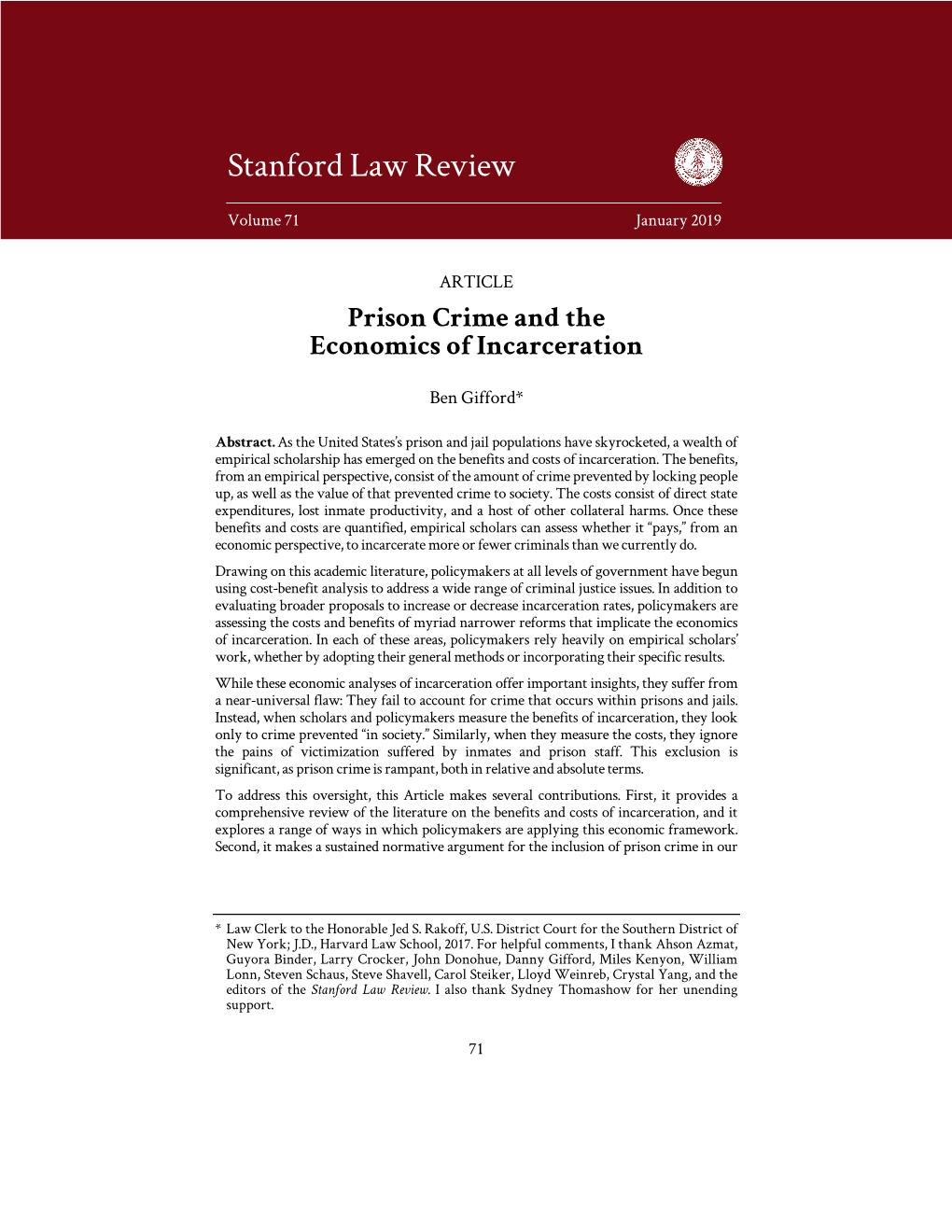 Prison Crime and the Economics of Incarceration