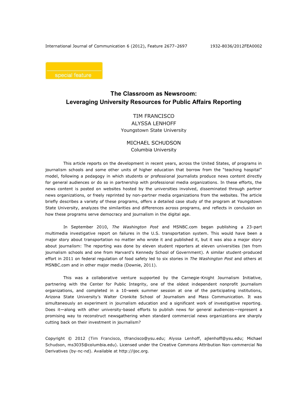 The Classroom As Newsroom: Leveraging University Resources for Public Affairs Reporting