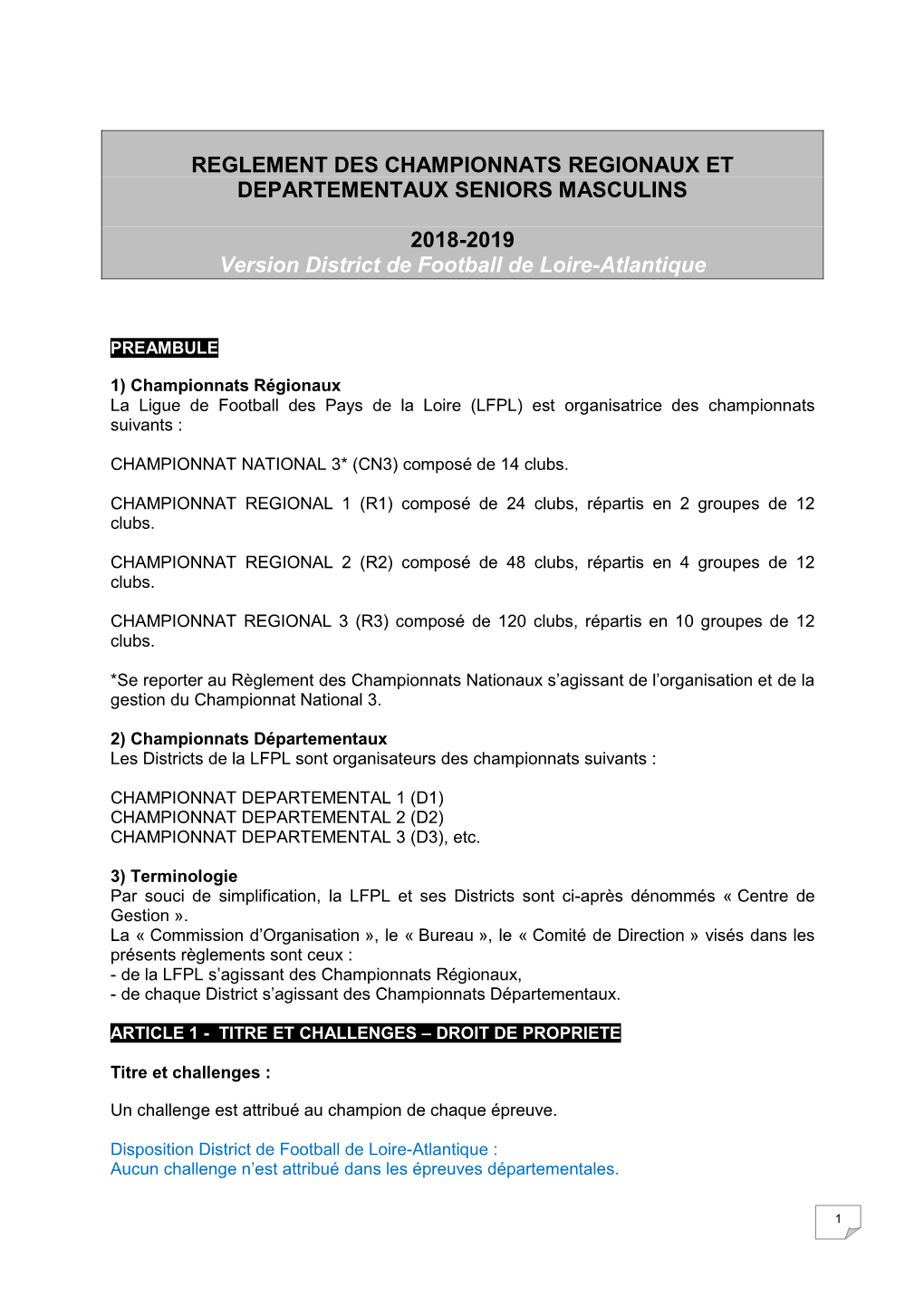 Reglement Des Championnats Regionaux Et Departementaux Seniors Masculins