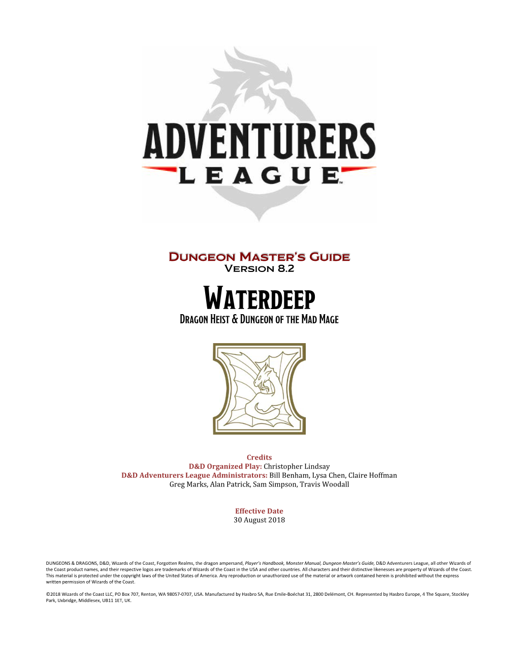 Adventurers League Dungeon Master's Guide V8.2