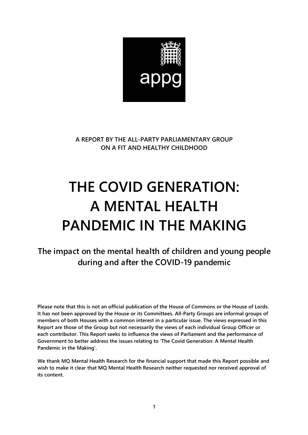 The Covid Generation: a Mental Health Pandemic in the Making