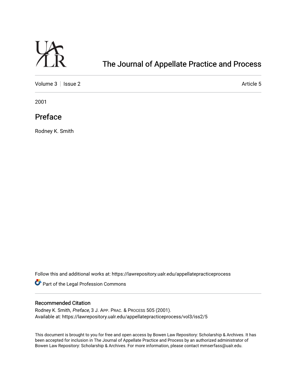 The Journal of Appellate Practice and Process Preface