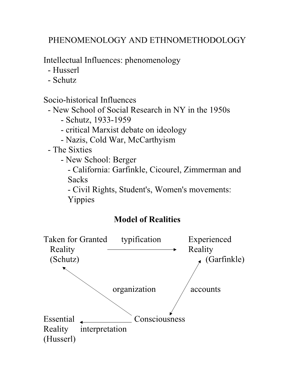 Phenomenology and Ethnomethodology