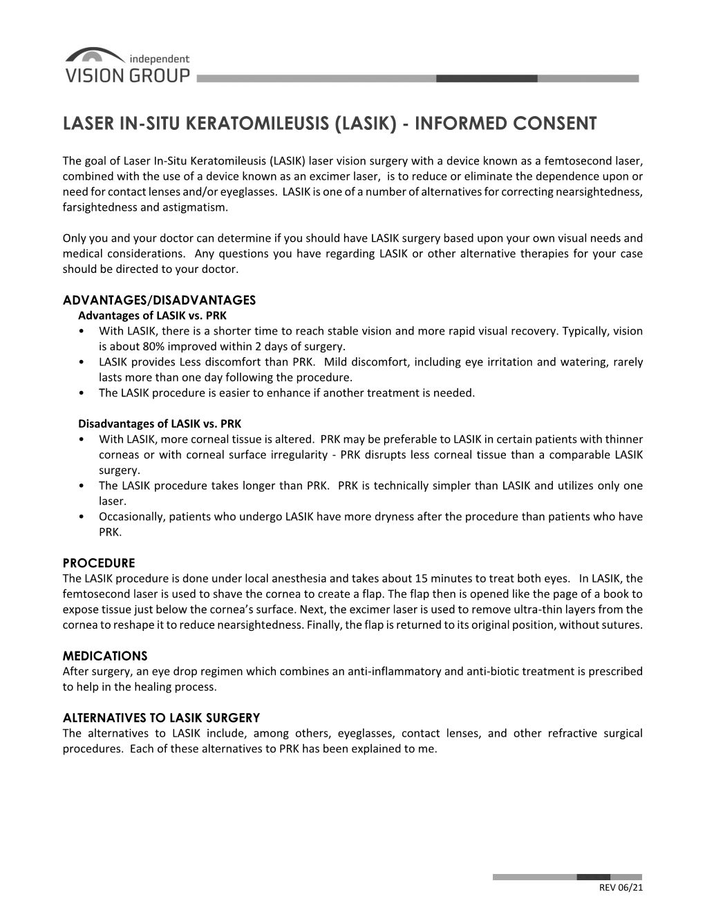 Laser In-Situ Keratomileusis (Lasik) - Informed Consent